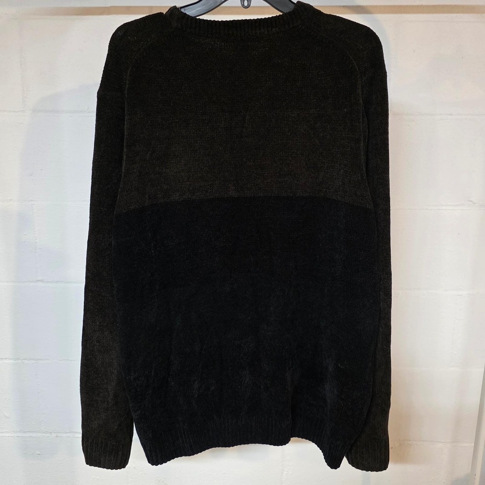 Vintage Geoffrey Beene Mens Large Chenille Argyle Sweater Brown Grey Crewneck - Picture 9 of 10